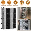 8-Tier 2-Row Shoe Rack Organizer Stackable Free Standing Shoe Storage Shelf Plastic Shoe Cabinet Tower with Transparent Doors for Heels Boots Slippers