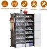 8-Tier 2-Row Shoe Rack Organizer Stackable Free Standing Shoe Storage Shelf Plastic Shoe Cabinet Tower with Transparent Doors for Heels Boots Slippers