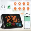 WiFi Auto Set Alarm Clock LED Digital Clock With 2 Alarm Setting Snooze 4 Brightness Levels Auto Light Sensing Temperature Humidify Monitor App Contro