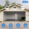 16x7FT Magnetic Garage Door Screen Two-Car Garage Screen Mesh Fiberglass Garage Net with Magnetic Closure 6 Buckle Straps for Two Cars