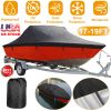 Boat Cover 210D Waterproof Dustproof Trailerable Boat Protector UV Resistant Cover For 17-19FT V-Hull Tri-Hull Runabout Boat