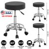 Round Bar Stool Height Adjustable Salon Stools Leather Swivel Rolling Chair with Casters 275LBS Load Bearing for Kitchen Bar Dining Office