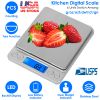 Digital Kitchen Scale 3000gx0.1g Jewelry Coin Gram Pocket Scale Stainless Steel LCD Display Food Gram Scale w/ Dual Trays PCS Counting Tare Function