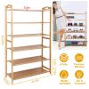 6 Tier Bamboo Shoe Rack Organizer Shoe Self Storage Entryway Standing Shelf Shoe Tower