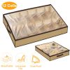 12 Cells Under Bed Shoes Organizer Shoes Container Box Holder with Front Zipper Clear Cover Breathable Foldable Closet Shoes Bag