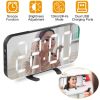 Mirror LED Alarm Clock Electronic Snooze Night Light Alarm Clock w/ Dimming Mode 3 Level Brightness Dual USB Ports Modern Decoration For Home Bedroom