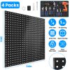 4 Packs Metal Pegboards Black Peg Boards Wall Organizer Panel Board Storage Hanger Tool with 1” Spacing 1/4” Hole for Office Garage Basement Craft Roo