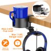 Desk Cup Holder 2-In-1 Anti-spill Cup Holder with 360° Rotating Headphone Hanger Desk Space Saver for Office Home