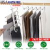 Space Saving Pants Hangers 5-in-1 Stainless Steel Trouser Storage Organizer Non-Slip Clothes Rack Shelves For Pants Scarf Jeans Trousers Skirts