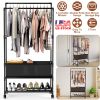 Double Rods Garment Rack with Storage Bag Portable Clothing Rack with Shelves Lockable Wheels Small Portable Closet Storage Bag Height Adjustable