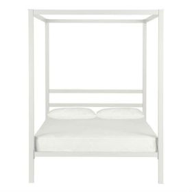 Full size Modern White Metal Canopy Bed Frame