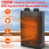 1500W Portable Electric Fan Heater PTC Ceramic Space Oscillation Heating Cool Fan Overheating Tip Over Protection 3S Heating Space For 322 Sq FT Home