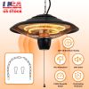 1500W Outdoor Hanging Patio Heater Ultra-Quiet Electric Heating Lamp IP23 Waterproof 2 Heating Levels Overheating Protection Ceiling Mounted Outdoor H