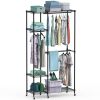 4 Tier Heavy Duty Garment Rack with Wheels Carbon Steel Clothing Rack Portable Wardrobe Clothes Rack with 3 Hanging Rods 6 Footrests 44.9x17.13x77.95i