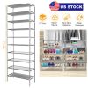 10 Tiers Shoes Rack Shelves 27 Pairs Shoes Storage Organizer Stand Non-Woven Fabric Detachable Shoes Tower Stackable Shoes Storage Rack for Entryway