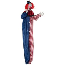 HOMCOM 6' Clown Animatronic, Life Size Outdoor Halloween Decoration with Motion Activated Sound & Light Up Eyes