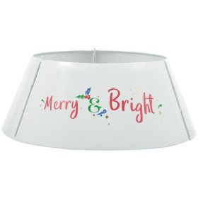 HOMCOM Bright Silver Christmas Tree Collar 26x26x9 inch Steel Tree Ring Skirt for Home Holiday Xmas Decoration