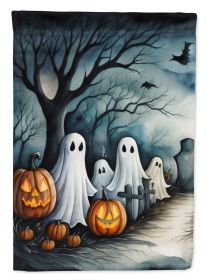 Ghosts Spooky Halloween House Flag Large Porch Sleeve Pole Decorative Outside Yard Banner Artwork Wall Hanging, Polyester, House Size, Multicolor