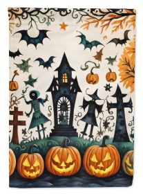 Papel Picado Skeletons Spooky Halloween House Flag Large Porch Sleeve Pole Decorative Outside Yard Banner Artwork Wall Hanging, Polyester, House