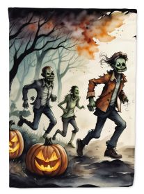 Zombies Spooky Halloween House Flag Large Porch Sleeve Pole Decorative Outside Yard Banner Artwork Wall Hanging, Polyester, House Size, Multicolo