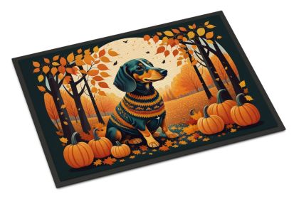 Dachshund Fall Doormat Front Door Mat Indoor Outdoor Rugs for Entryway, Non Slip Washable Low Pile, 24H X 36W