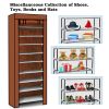 iMounTEK 10 Tiers DIY Shoe Cabinet Dustproof Easy Assemble Tidy Shoe Rack Non-Woven Fabric Holding 27 Pair Shoes Brown