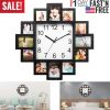 Photo Frame Clock Picture Collage 12-Picture Display Wall Clock Photowall Wall Hanging Home Decor