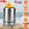 5.51×7.87in Portable Table Top Fire Pit Smokeless Stainless Steel Campfire Stove Pellets Wood Burning Camp Stove with Carry Bag