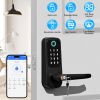 Smart Door Lock with Handle Fingerprints Passcodes Keys Fobs App Control Keyless Entry Door Lock with Keypad Electronic Digital Front Door Lock for Ho