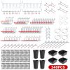 240Pcs Pegboard Hooks Assortment Garage Pegboard Accessories Organizer Kit 1/8 and 1/4 inch Peg Board Hooks for Organizing Various Tools