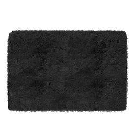 Fluffy Bedroom Rug 4’ x 2.6’ Anti-Skid Shaggy Area Rug Decorative Floor Carpet Mat for Nursery Bedroom Living Room (Option: Black)