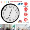 Round Wall Clock Silent Non-Ticking 10-inch Precise Quartz Battery Operated Hanging Clock for Home Office School