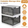 2 Packs Foldable Storage Bins Collapsible Storage Box Organizer Stackable Toy Container with Double Doors Top Lid Rolling Wheels for Clothes Toys Book