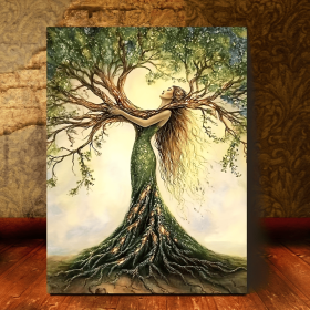 Room Decor 1pc Tree Of Life Canvas Art Print, Wooden Framed Nature-Inspired Wall Decor For Living Room, Bedroom, Office, Cafe - Unique Gift Idea, (Option: 24X16inch)