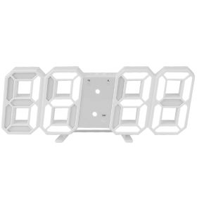 3D LED Digital Wall Clock Sound Control Table Desk Alarm Clock w/ 3 Auto Adjustable Brightness Snooze Date Temperature 12/24Hr Time Display For Office (Option: White_WhiteLight)
