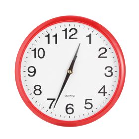 Round Wall Clock Silent Non-Ticking 10-inch Precise Quartz Battery Operated Hanging Clock for Home Office School (Option: RED)