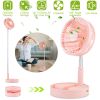 Portable Folding Desk Table Fan Quiet USB Rechargeable Telescopic Standing Floor Fan w/ 4 Speeds Adjustable Height 180° Tilting Angle For Office Home