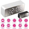 Mirror Digital Alarm Clock LED V5.0 Wireless Speaker Clock with FM Radio Temperature Display MMC Card Slot