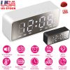 Mirror Digital Alarm Clock LED V5.0 Wireless Speaker Clock with FM Radio Temperature Display MMC Card Slot