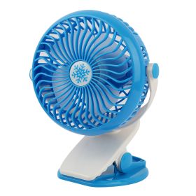 Clip Fan Rechargeable Battery USB Rotation Fan Speed Adjustable Low Noise For Home Office Desk (Option: Blue)