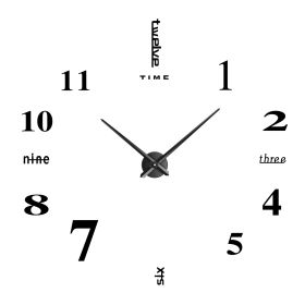 DIY Wall Clock 3D Mirror Surface Sticker Modern Art Wall Clock Home Office Decors Big Number Watch (Option: Black)