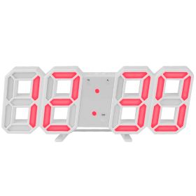 3D LED Digital Wall Clock Sound Control Table Desk Alarm Clock w/ 3 Auto Adjustable Brightness Snooze Date Temperature 12/24Hr Time Display For Office (Option: White_RedLight)