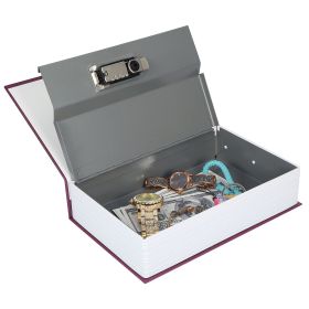 Portable Book Safe with 3-Digit Combination Lock Diversion Safe Money Jewelry Storage Box (Option: Red_L)