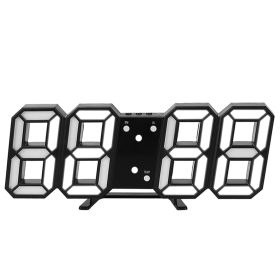 3D LED Digital Wall Clock Sound Control Table Desk Alarm Clock w/ 3 Auto Adjustable Brightness Snooze Date Temperature 12/24Hr Time Display For Office (Option: Black_WhiteLight)