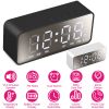 Mirror Digital Alarm Clock LED V5.0 Wireless Speaker Clock with FM Radio Temperature Display MMC Card Slot