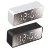 Mirror Digital Alarm Clock LED V5.0 Wireless Speaker Clock with FM Radio Temperature Display MMC Card Slot