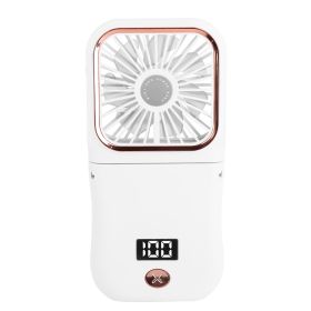 5 In 1 Folding Mini Fan Hands-free Rechargeable Neck Fan Handheld Fan with 3 Speeds Power Bank Phone Holder Neck Strap for Home Office Travel Dormitor (Option: White)