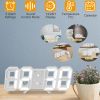 3D LED Digital Wall Clock Sound Control Table Desk Alarm Clock w/ 3 Auto Adjustable Brightness Snooze Date Temperature 12/24Hr Time Display For Office