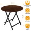 31.5in Round High Top Folding Table 2.6FT Iron Bar Foldable Wooden Dining Desk w/ 4 Anti-Slip Stoppers Bamboo Walnut For Dinner Snack Coffee Laptop