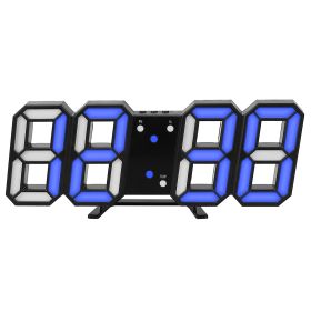 3D LED Digital Wall Clock Sound Control Table Desk Alarm Clock w/ 3 Auto Adjustable Brightness Snooze Date Temperature 12/24Hr Time Display For Office (Option: Black_BlueLight)